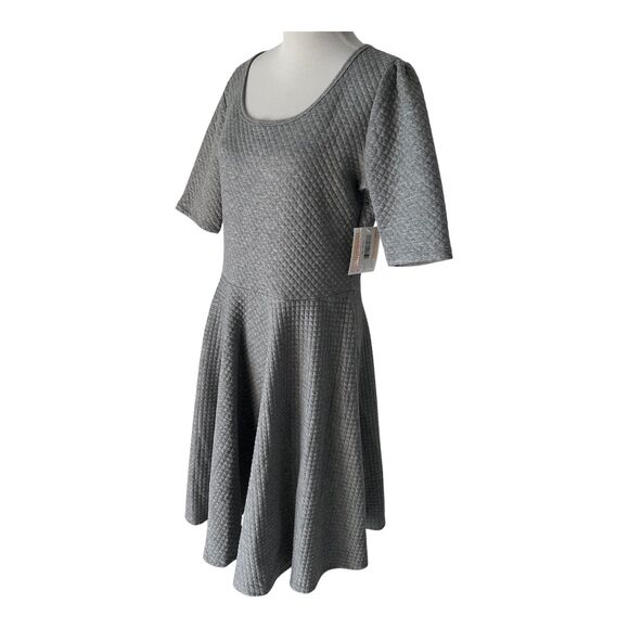 New Lularoe Dress 1XL/2XL Nicole Fit Flare Textured Jacquard Career Gray - Picture 3 of 9